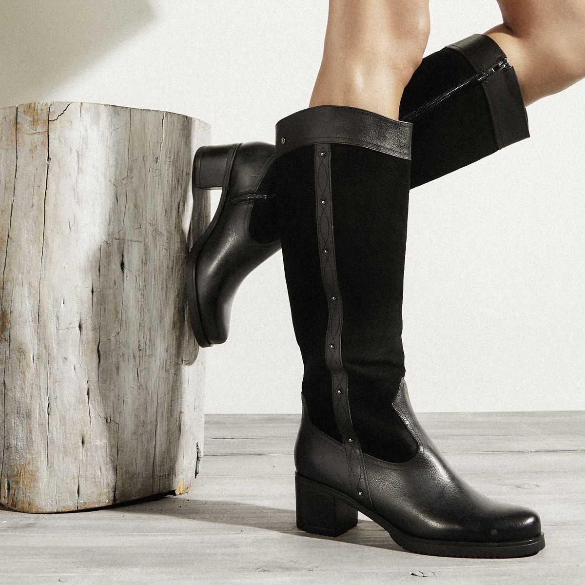 POLLINI - Bota Mujer Cuero Negro Pollini