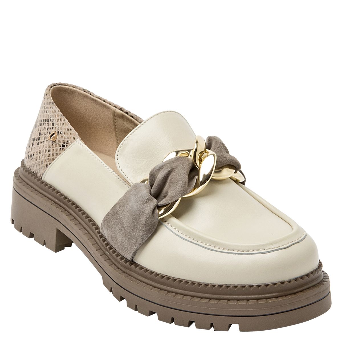 POLLINI - Mocasín Mujer Cuero Beige Pollini
