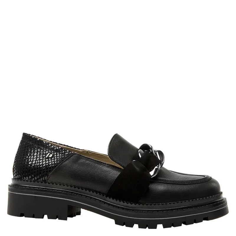 POLLINI - Mocasín Mujer Cuero Negro Pollini