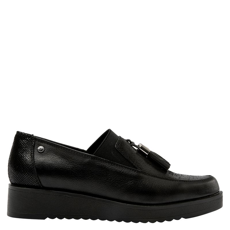 POLLINI - Mocasín Mujer Cuero Negro Pollini
