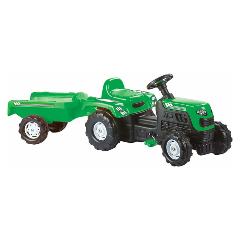 Tractor A Pedales Ranchero Verde Con Carrito