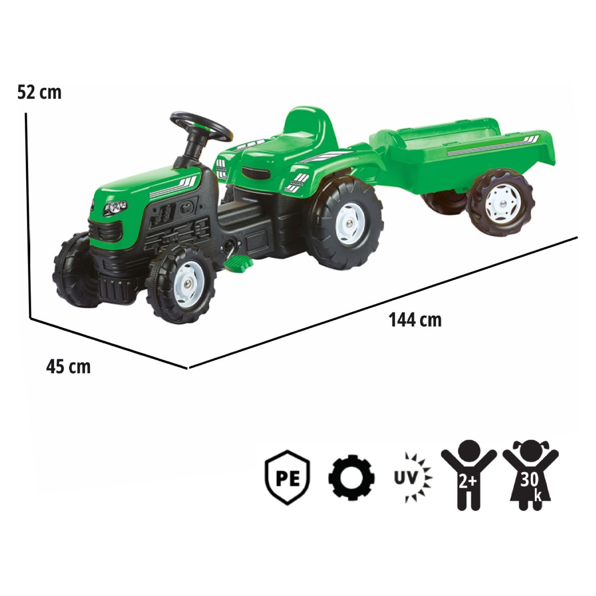KIDSCOOL - Tractor Ranchero Con Carrito Verde Kidscool
