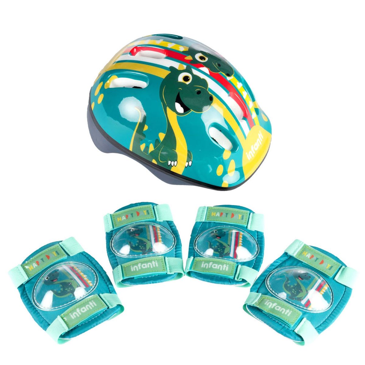 INFANTI - Set De Casco Y Rodilleras Green Infanti