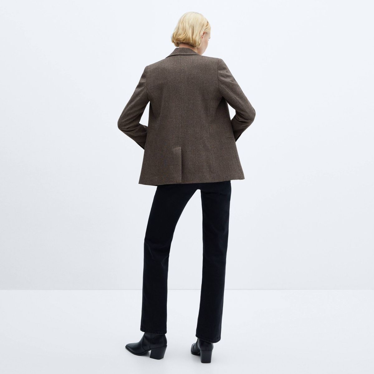 MANGO - Blazer Cruzada Botón Mujer Mango