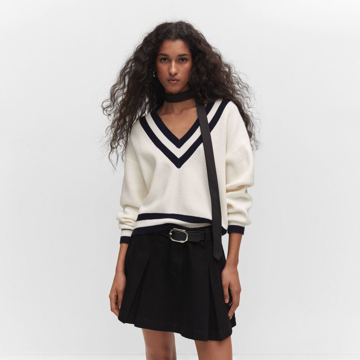 MANGO - Sweater Punto Combinado Mujer Mango