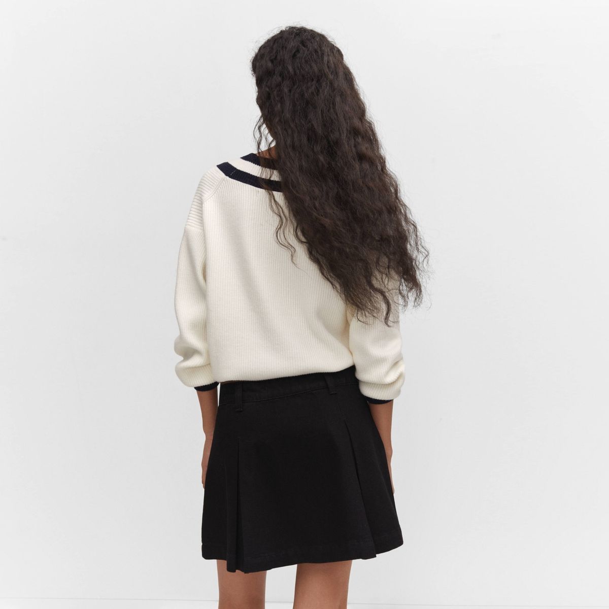 MANGO - Sweater Punto Combinado Mujer Mango