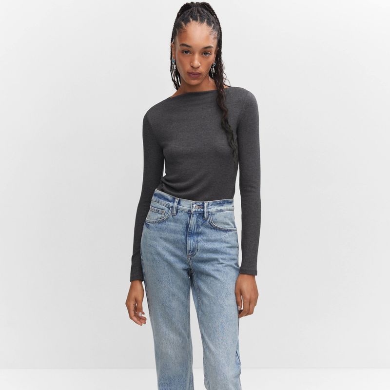 MANGO - Polera Cuello Barco Mujer Mango