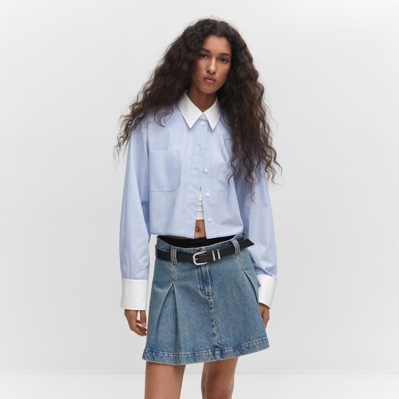 MANGO - Blusa Crop Rayas Mujer Mango