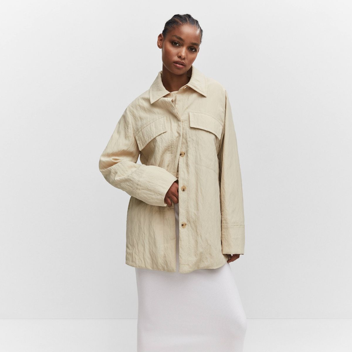 MANGO - Chaqueta Fluida Bolsillos Mujer Mango