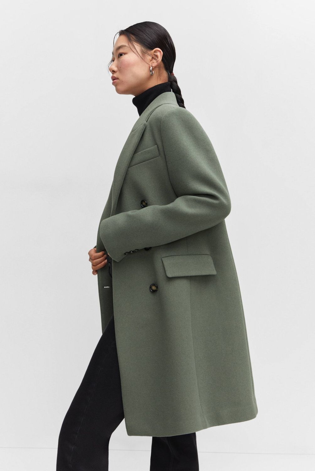 MANGO - Abrigo Lana Cruzado Mujer Mango