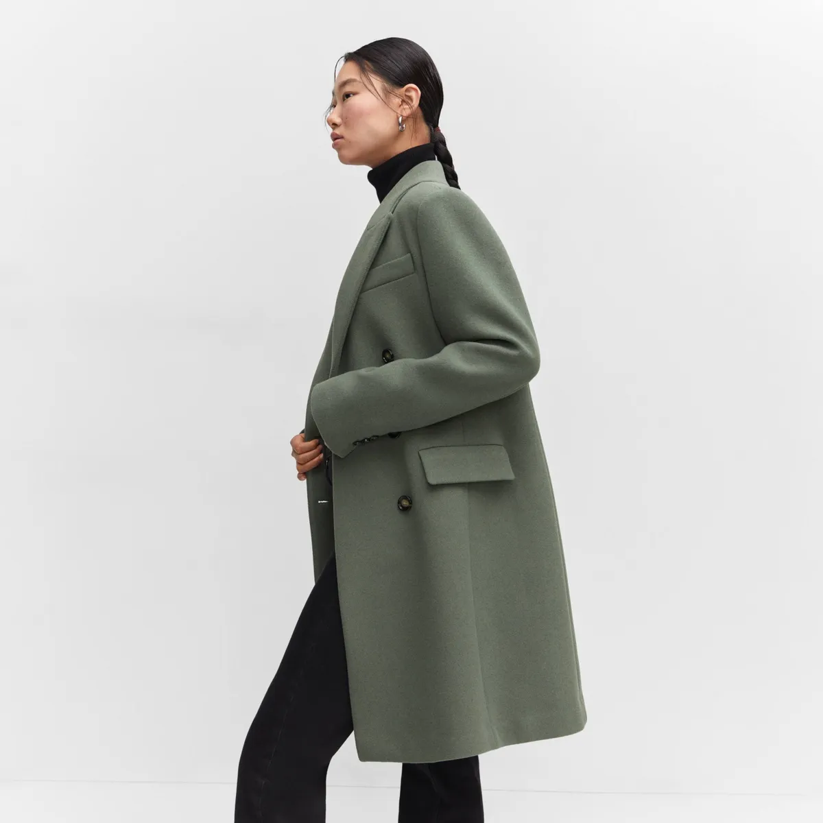 MANGO - Abrigo Lana Cruzado Mujer Mango