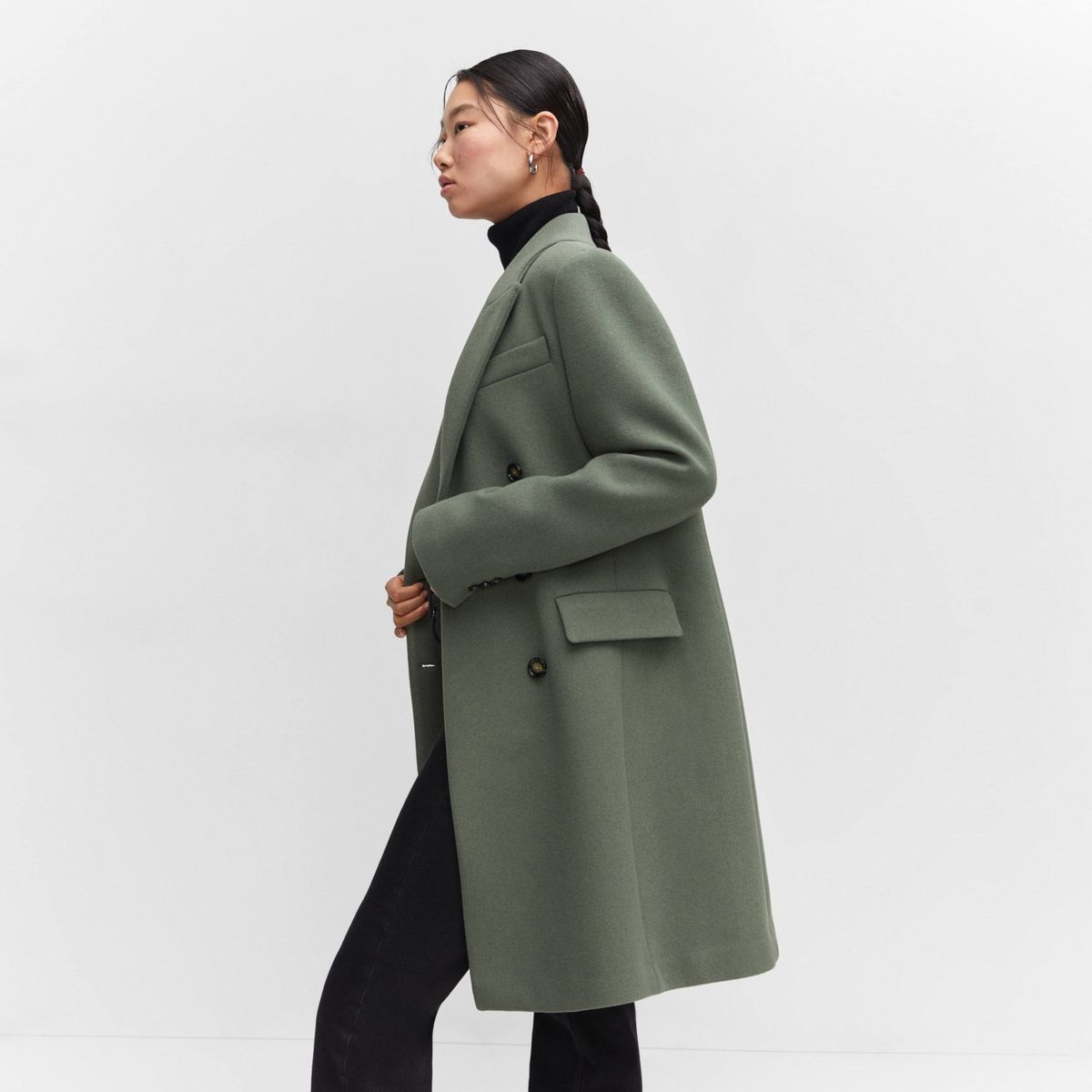 MANGO - Abrigo Lana Cruzado Mujer Mango