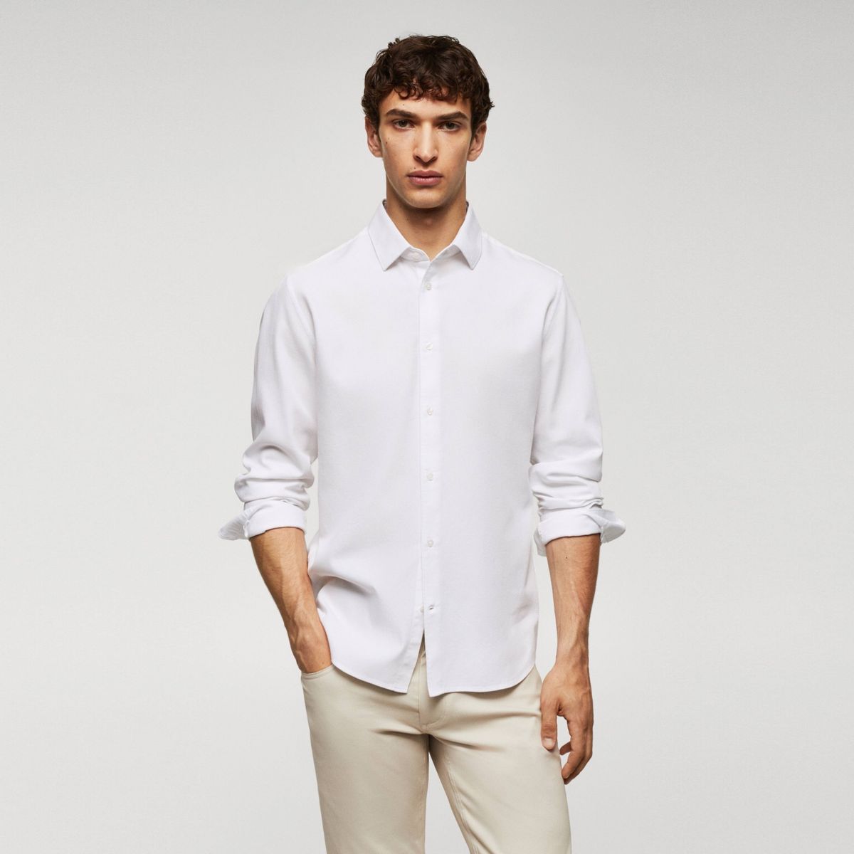 MANGO MAN - Camisa Slim-Fit Algodón Estructura Hombre Mango Man