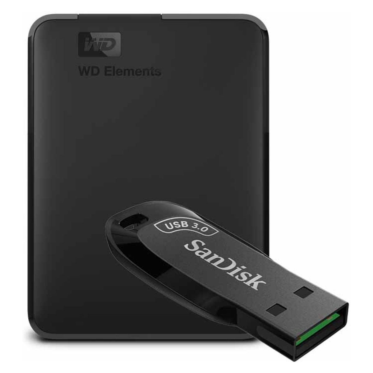 WD - Combo Disco Duro Wd Elem 2TB + Pendrive 64GB