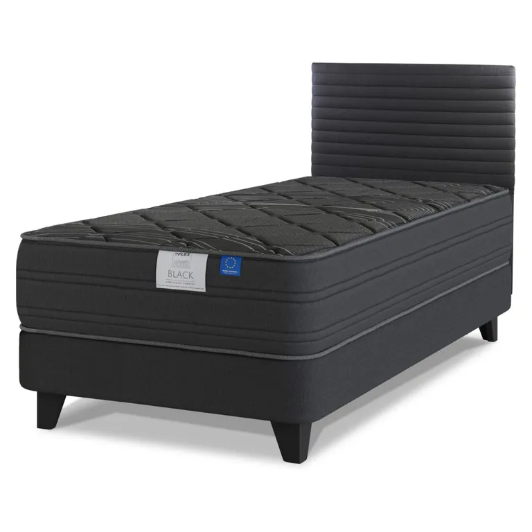 Cama Europea Black 1.5 Plazas x 2.00mt + Respaldo