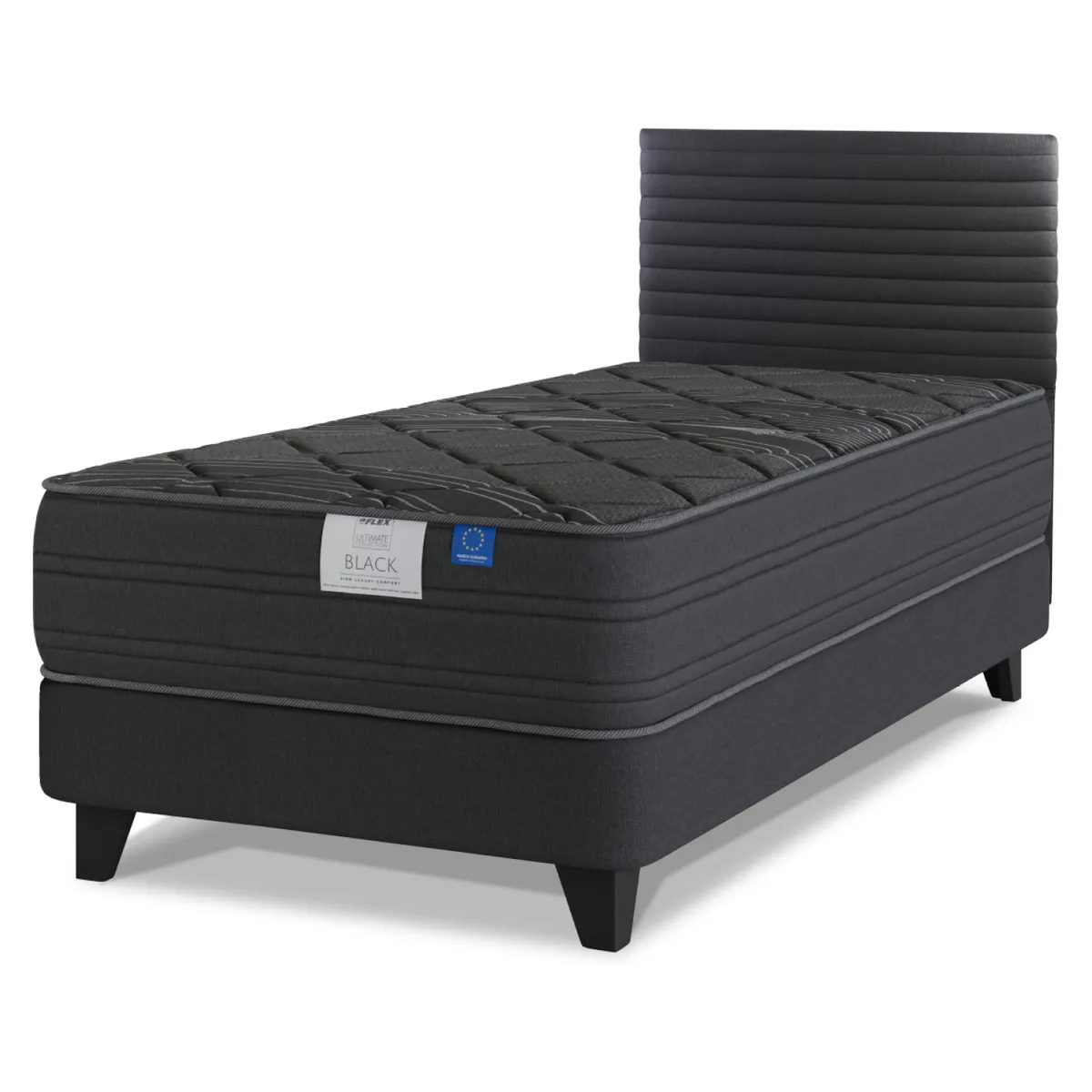 FLEX - Cama Europea 1.5 Plaza Black Flex 105X200 Cm + Respaldo Modern Flex