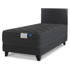 FLEX - Cama Europea 1.5 Plaza Black 105X200 Cm + Respaldo Modern