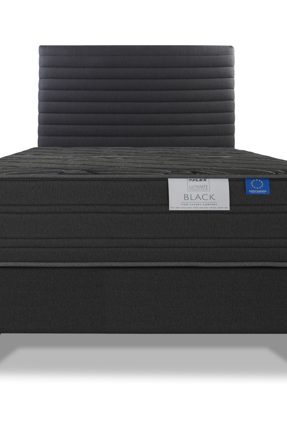 FLEX - Cama Europea 1.5 Plaza Black Flex 105X200 Cm + Respaldo Modern Flex