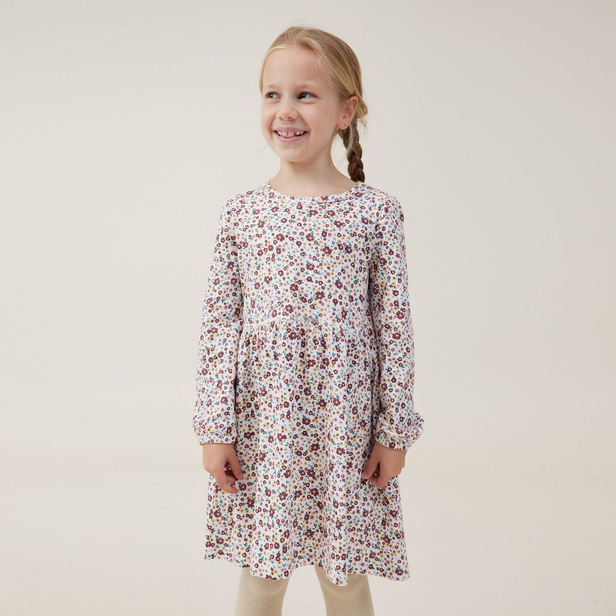 COTTON ON - Vestido Manga Larga Algodón Niña Cotton On