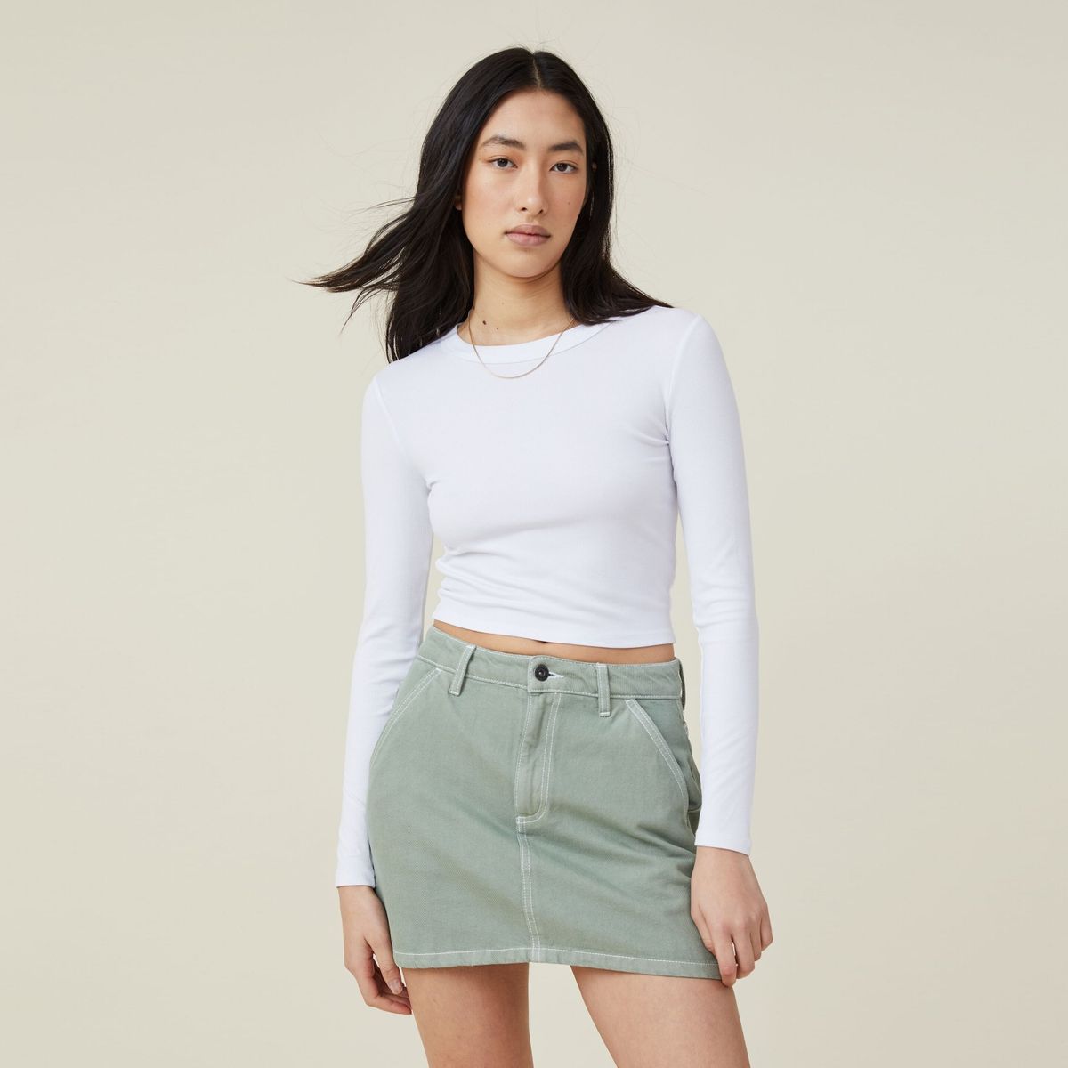 COTTON ON - Polera Manga Larga Lisa Mujer Cotton On