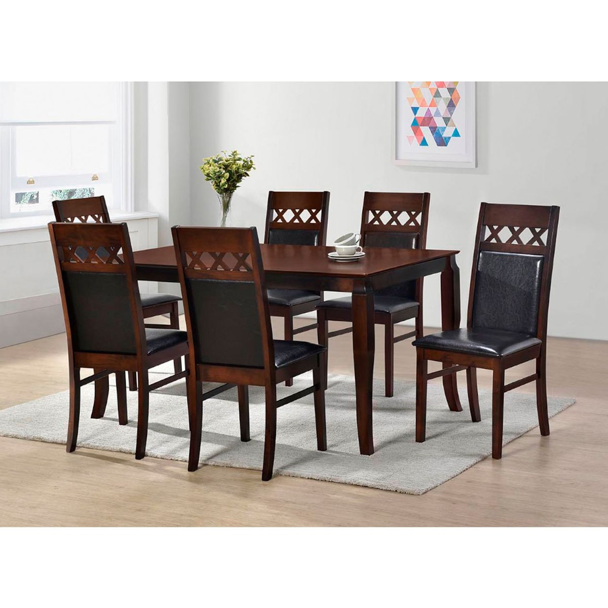 FURNITECH - Juego De Comedor Queens Pu 6 Sillas Furnitech