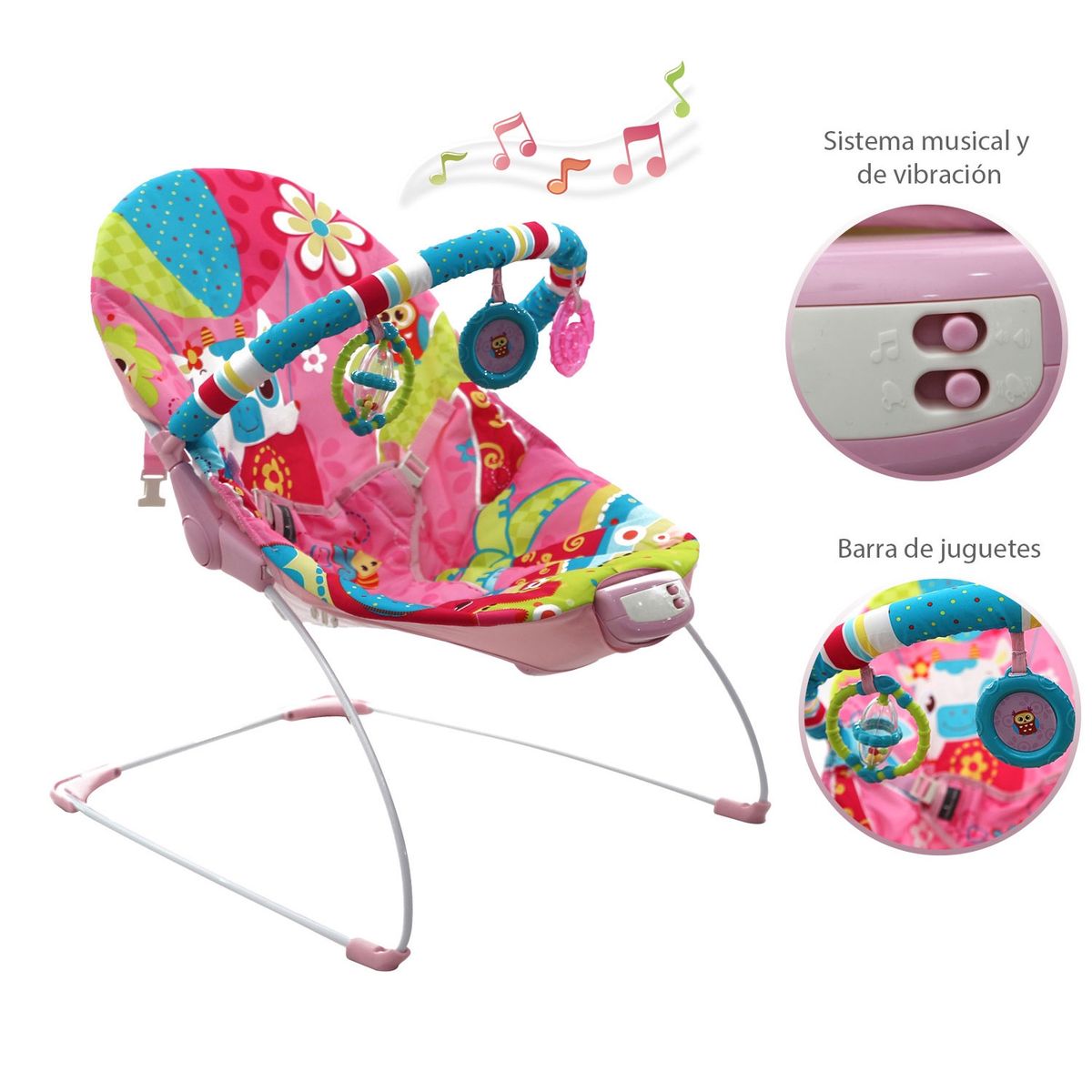 PIKABOO - Silla Nido Bouncer Rosa Pikaboo