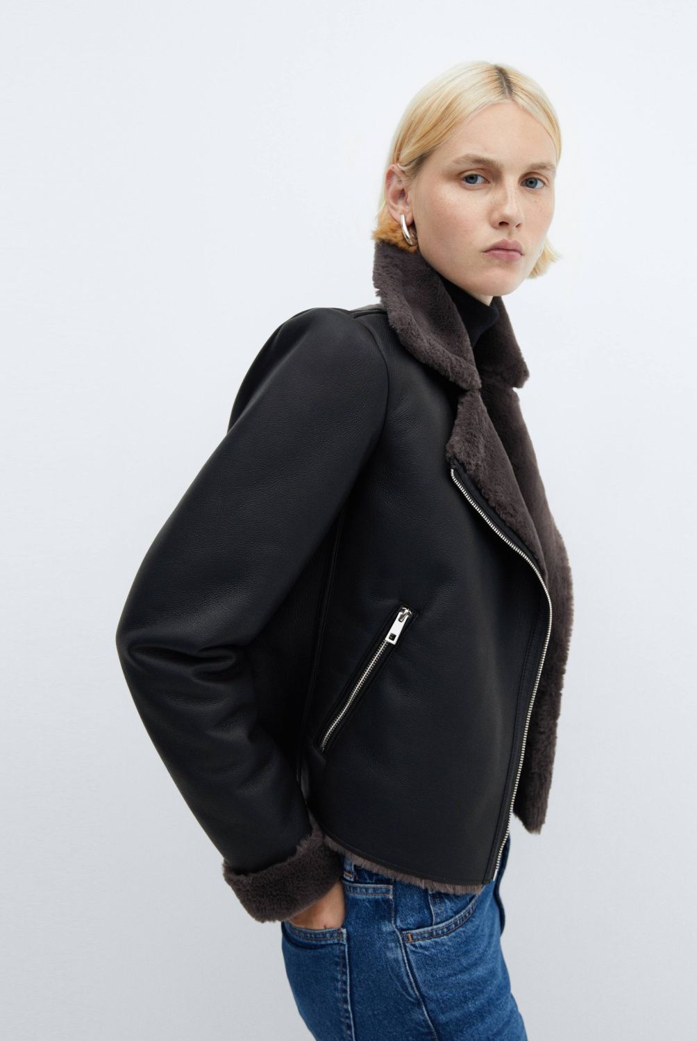 MANGO - Chaqueta Doble Faz Efecto Piel Mujer Mango