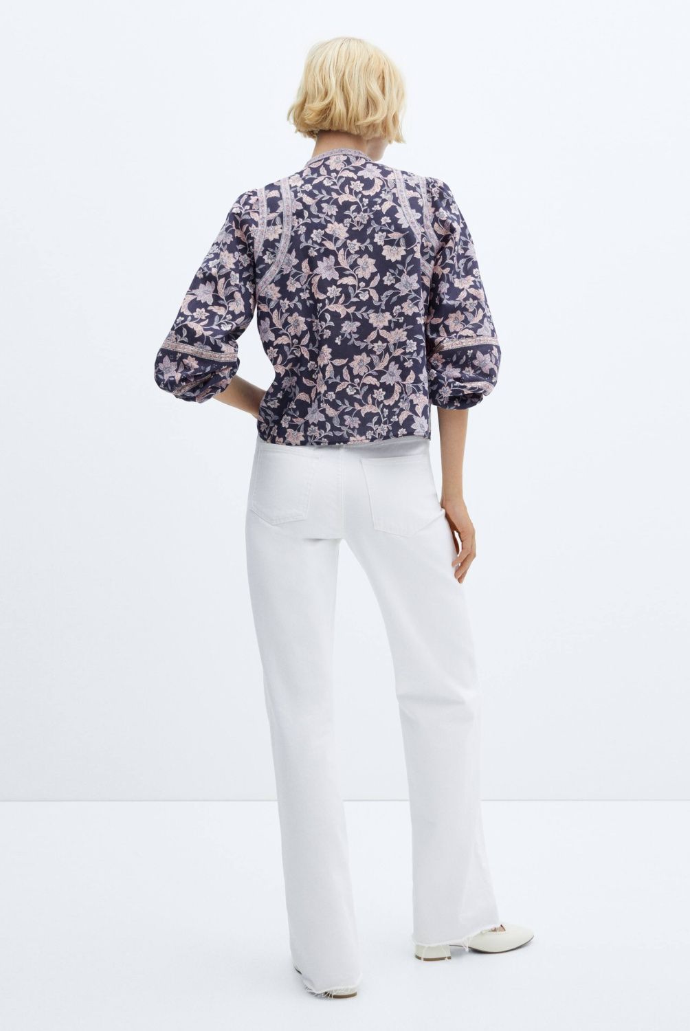 MANGO - Blusa Algodón Estampado Flores Mujer Mango