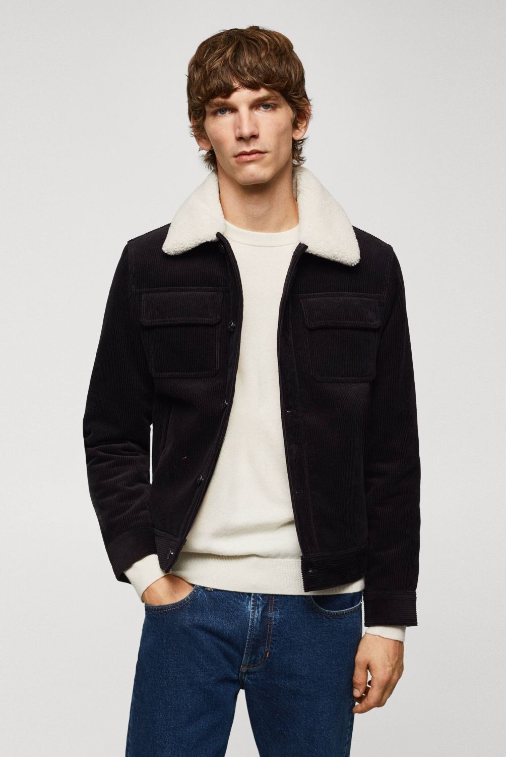 MANGO MAN - Chaqueta Pana Interior Borreguito Hombre Mango Man