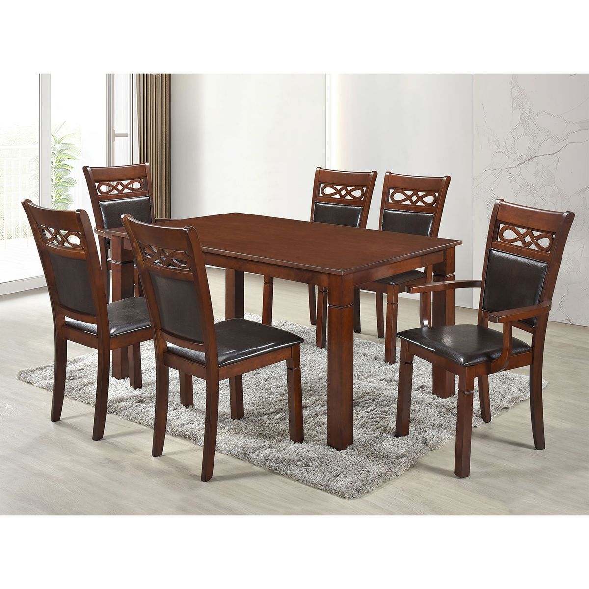 MICA - Juego de Comedor Capri + 4 Sillas +2 Sitiales Mica
