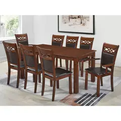 MICA - Juego de Comedor Capri 8 Puestos Madera y Cuero Sintético