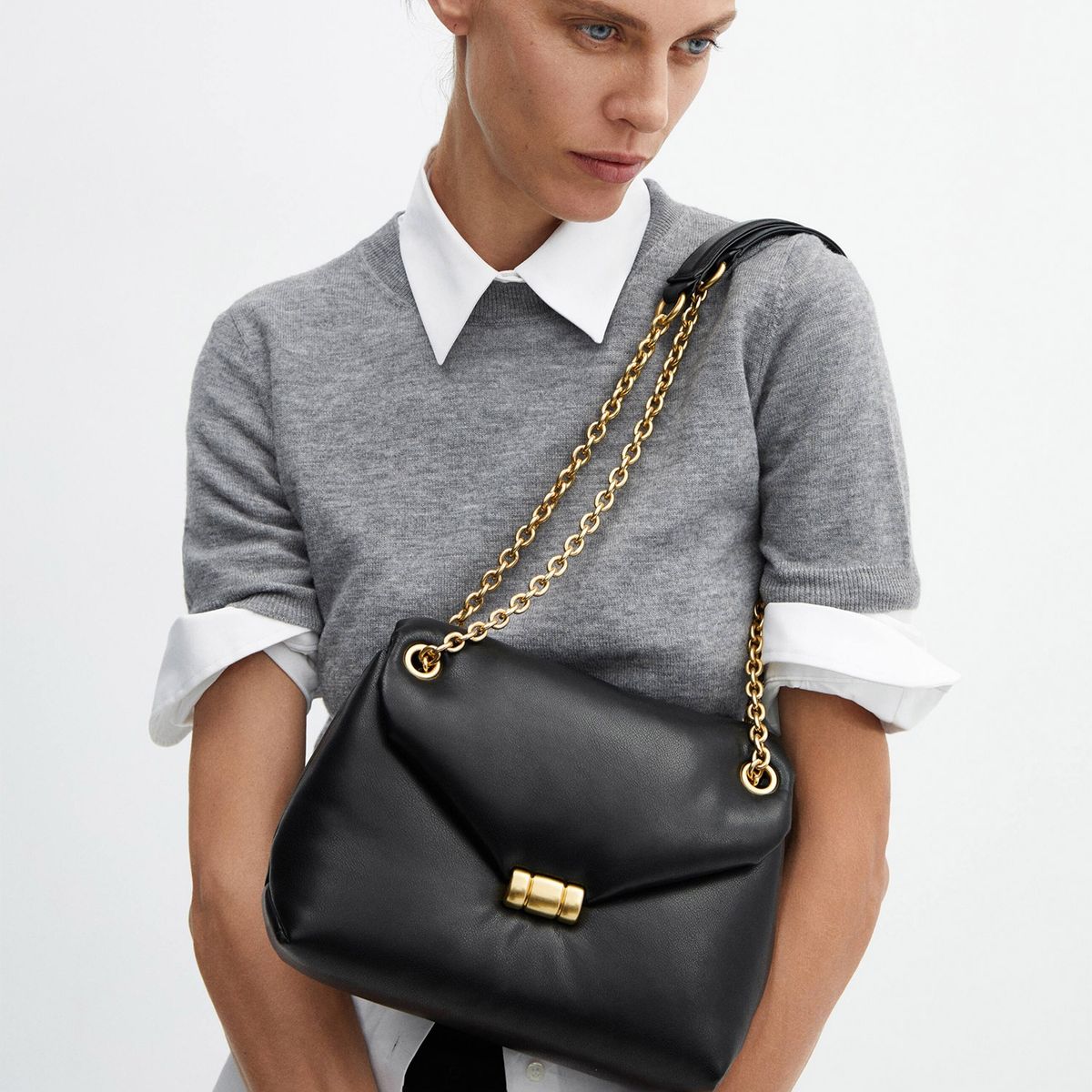 MANGO - Cartera Acolchado Asa Cadena Mujer Mango