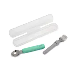 MELII - Set Cuchara y Tenedor Desmontable Verde Gris