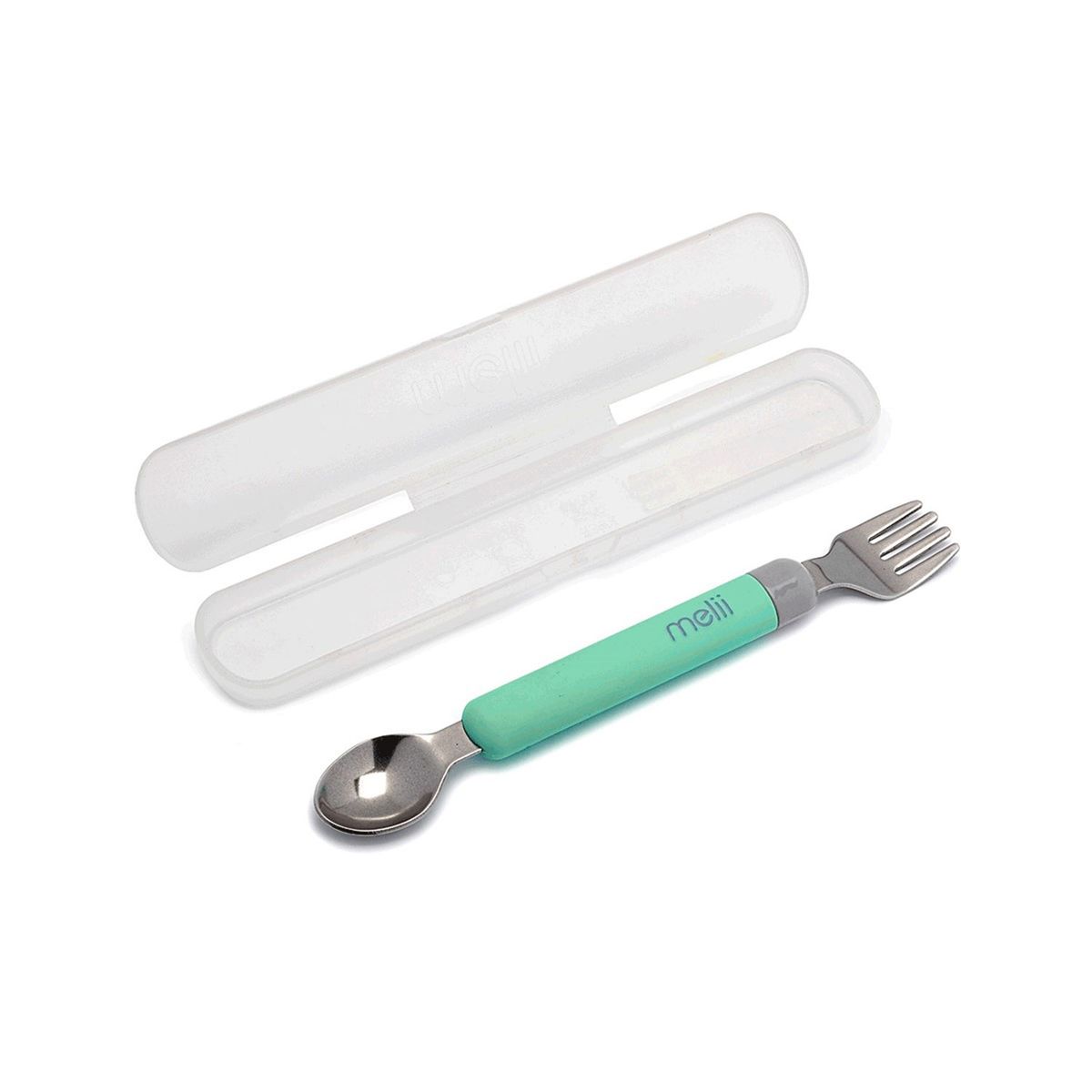 MELII - Set Cuchara y Tenedor Desmontable Verde Gris Melii