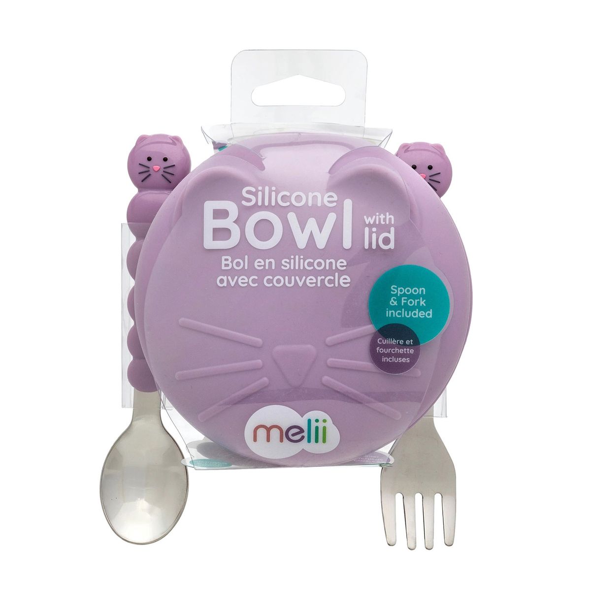 MELII - Bowl De Silicona más Cubiertos Gato Melii