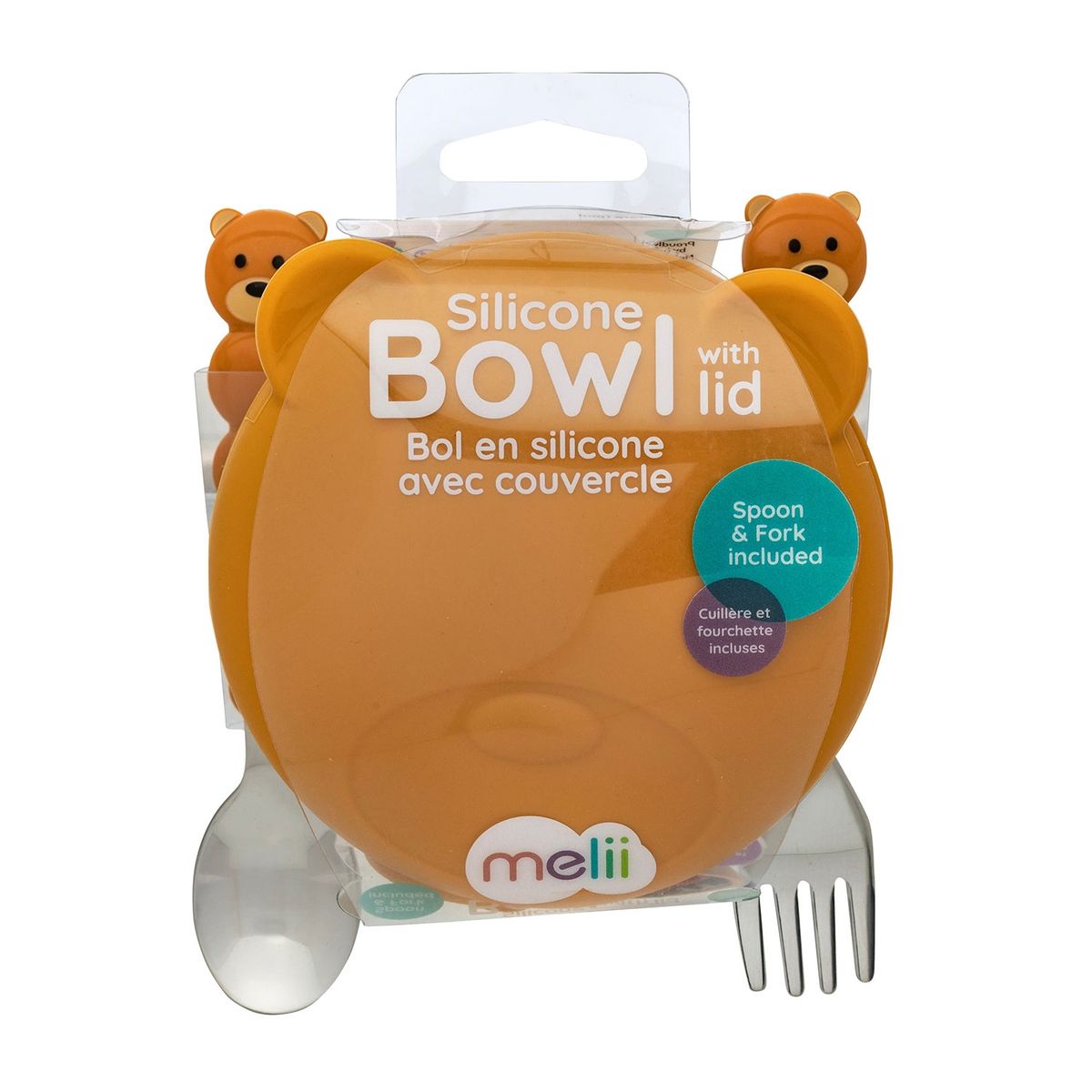 MELII - Bowl De Silicona más Cubiertos Oso Melii