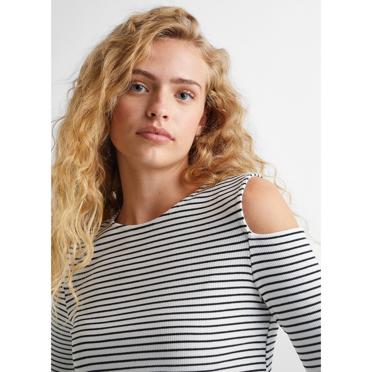 MANGO TEEN - Polera Manga Larga Rayas Mujer Mango Teen
