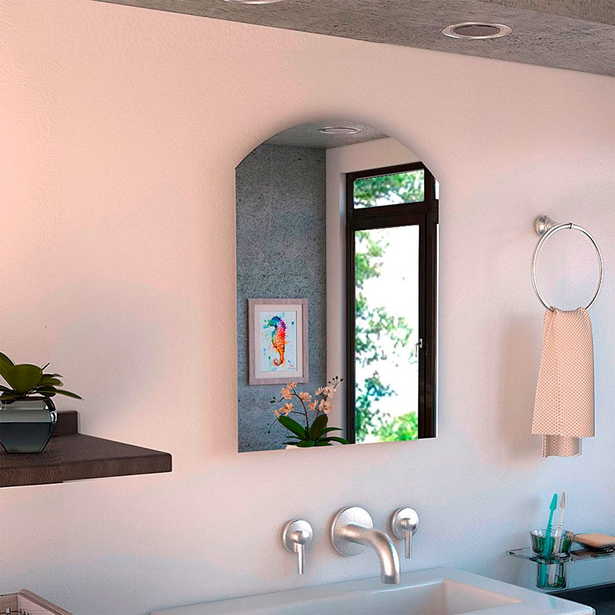 TUHOME - Espejo Affi Rectangular Vidrio Rectangular Ovalo Tuhome