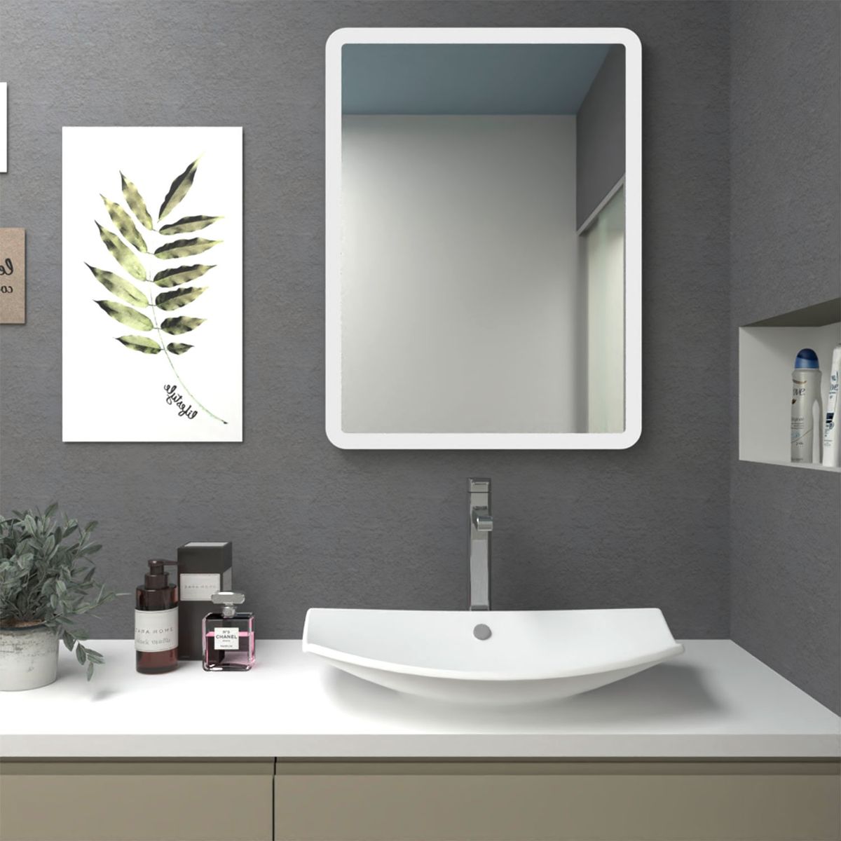 TUHOME - Espejo Arezzo Rectangular Marco Sandblasting Tuhome