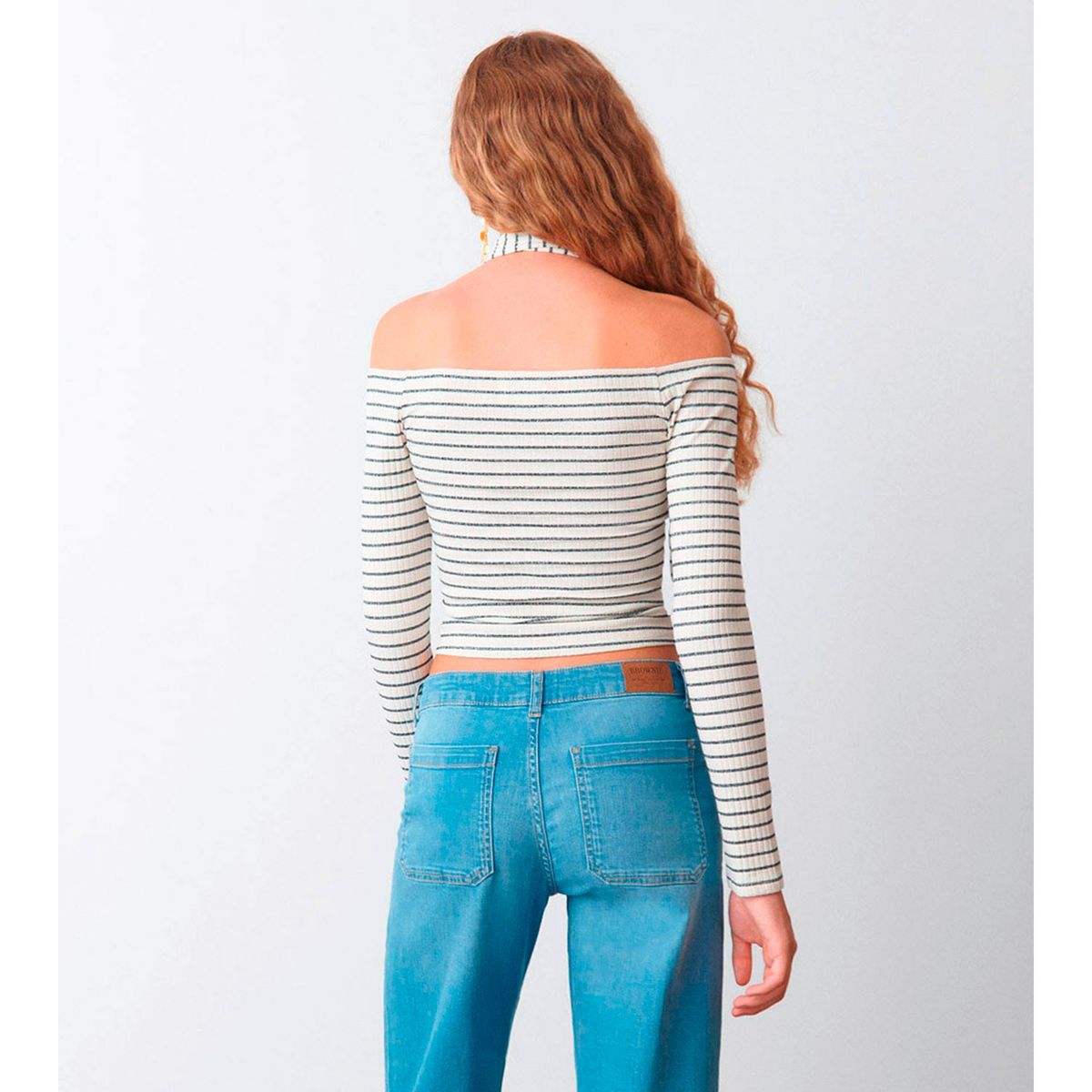 BROWNIE - Polera Escote Hombros Rayas Mujer Brownie