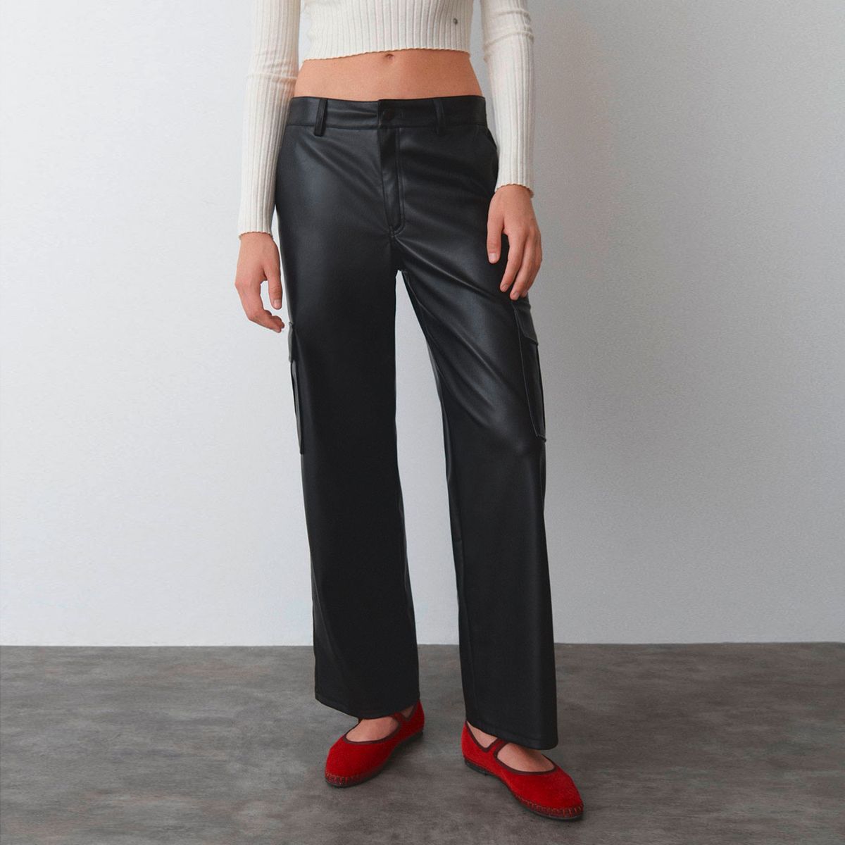 BROWNIE - Pantalón Cargo Efecto Piel Mujer Brownie