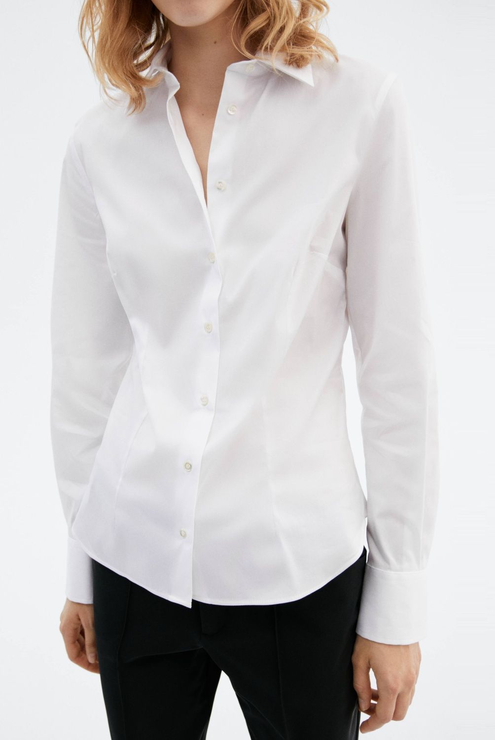 MANGO - Blusa Entallada Algodón Mujer Mango