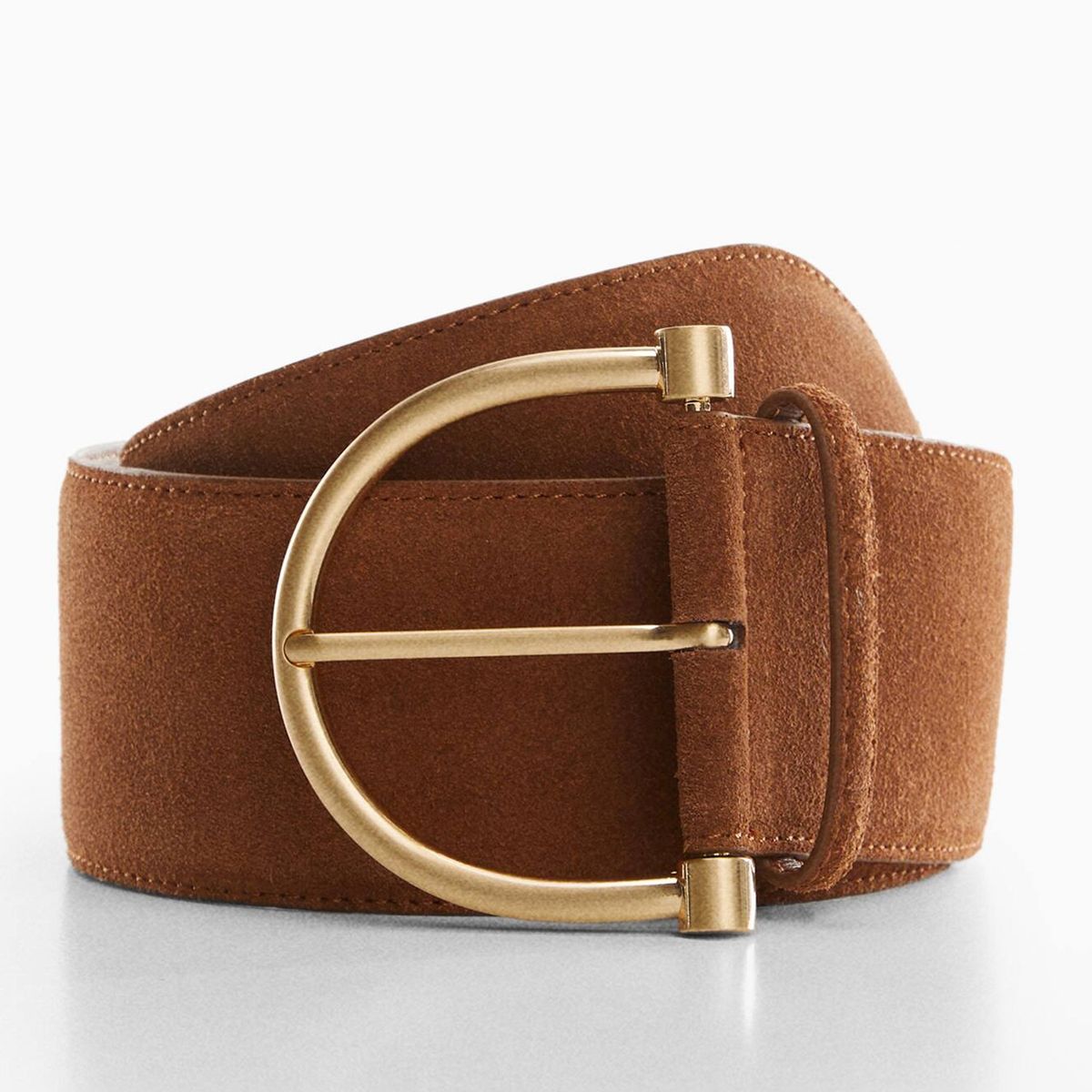 MANGO - Cinturón Ancho Ante Mujer Mango