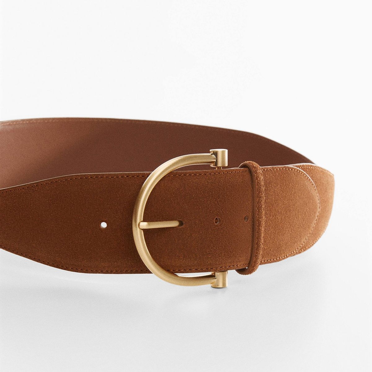 MANGO - Cinturón Ancho Ante Mujer Mango