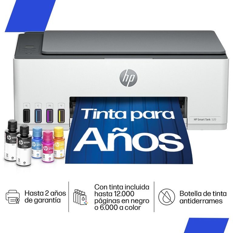 Impresora Multifuncional Smart Tank 520 Tanque de Tinta Color USB Alto Rendimiento 2 años de Garantía
