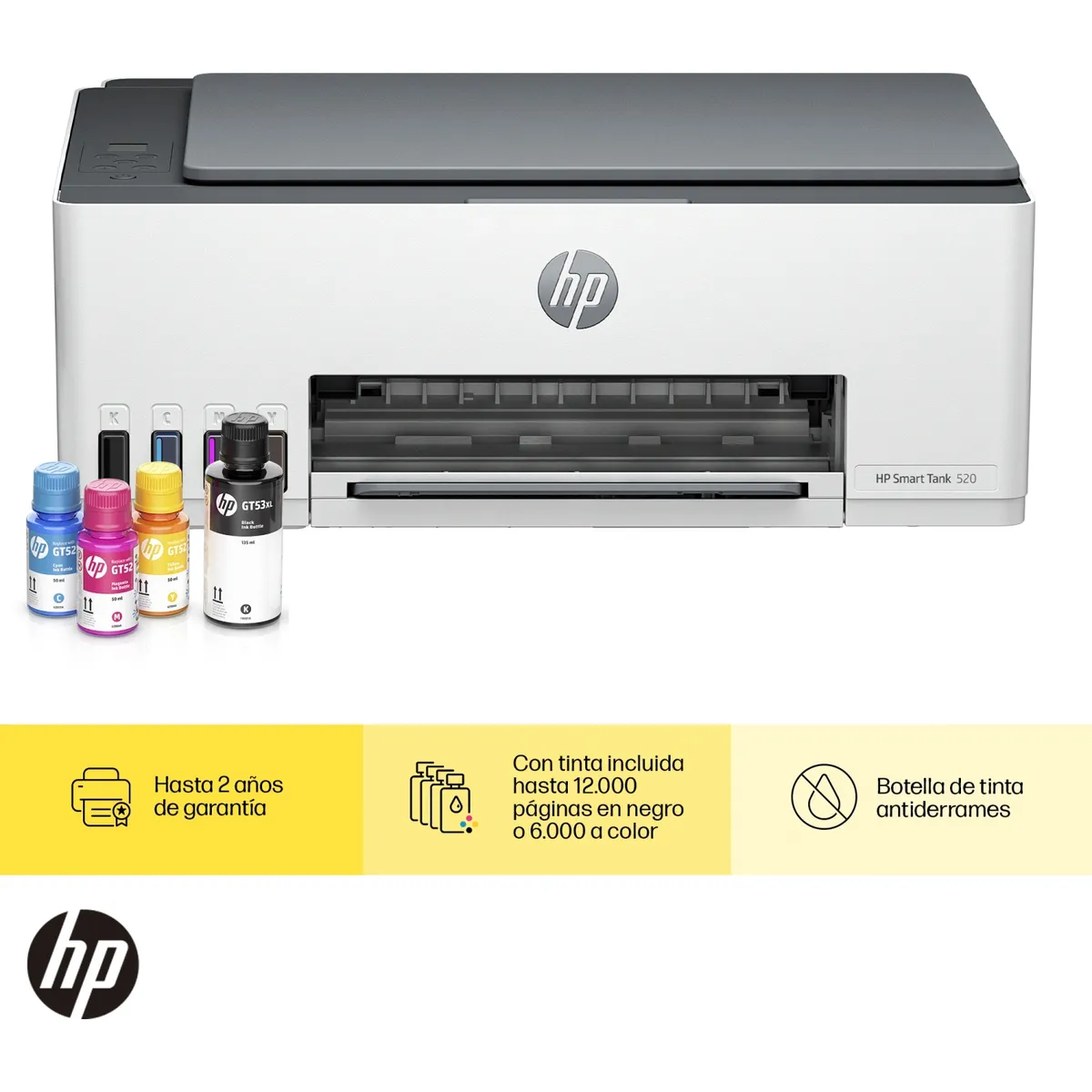 HP - Impresora Multifuncional Smart Tank 520 Tanque de Tinta Color USB Alto Rendimiento 2 años de Garantía HP