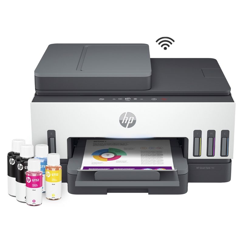 HP - Impresora Multifuncional HP Smart Tank 790 Tanque de Tinta Color Wi-Fi ADF Duplex Ethernet Pantalla Táctil