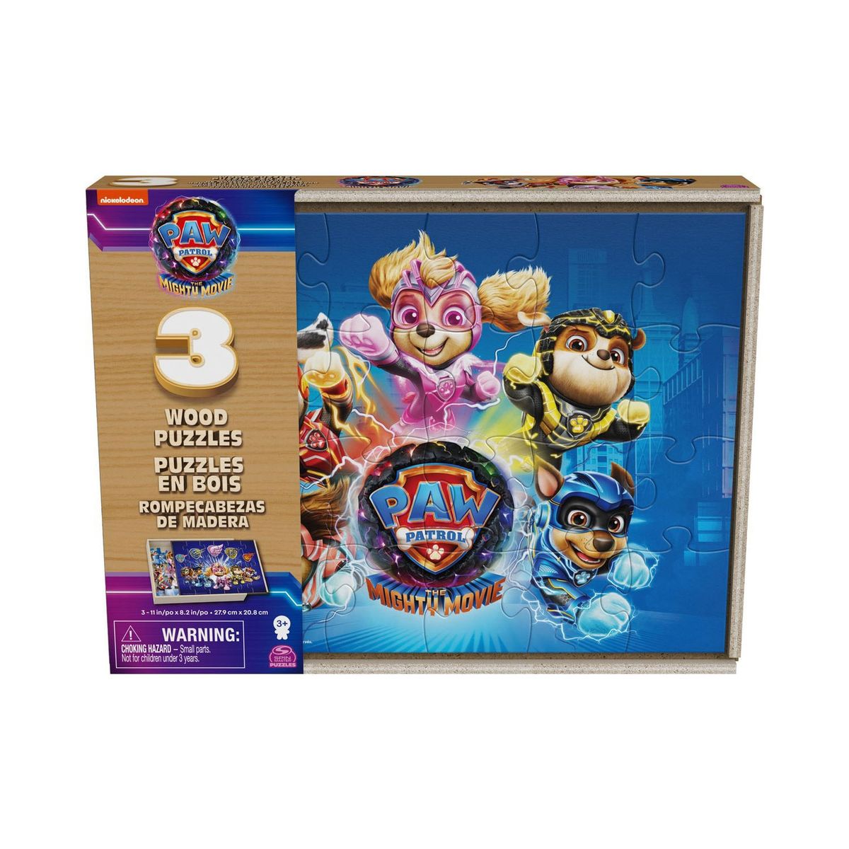 PAW PATROL - Mighty 3 Puzzles Madera Paw Patrol