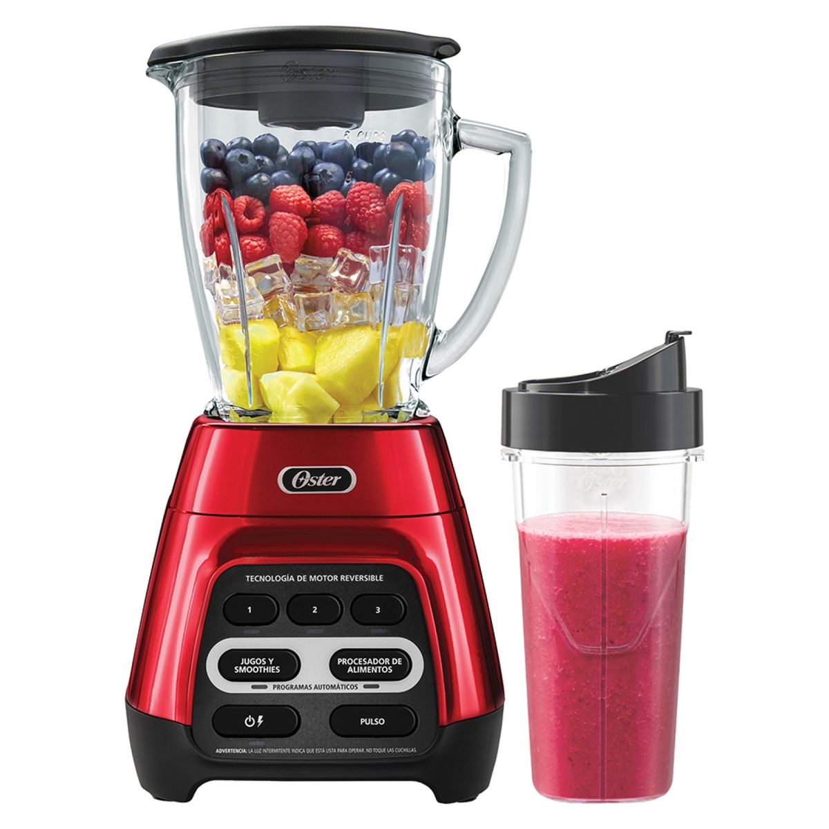 OSTER - Licuadora 1.5 Litros Reversible con Vaso Roja Oster