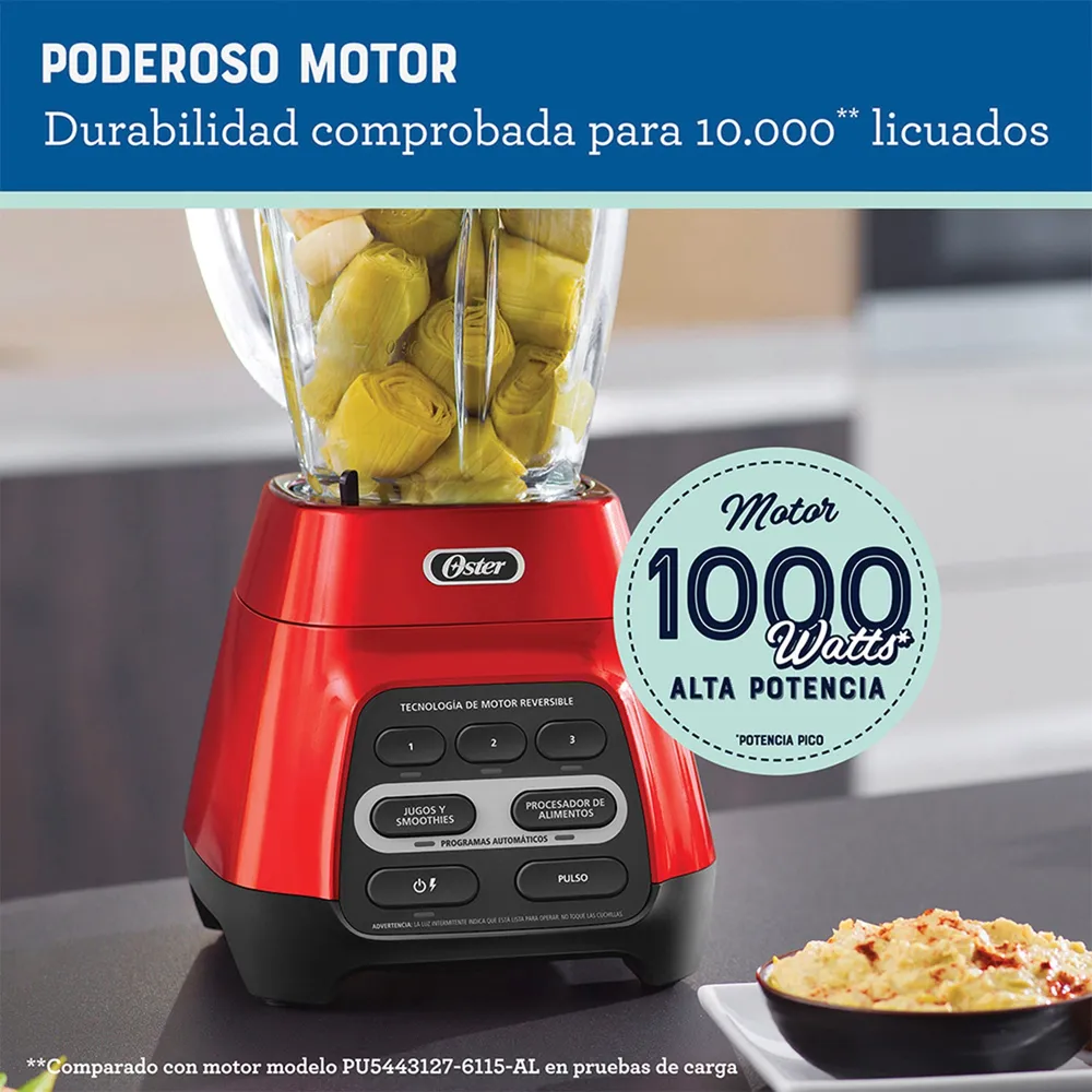 Oster Licuadora Reversible Pantalla Táctil 1.5 L Rojo BLSTPYG1310RBG, foto 9